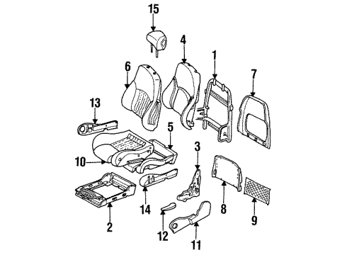 1993 Pontiac Firebird Pad Assembly, Driver Seat Back Diagram for 16739035