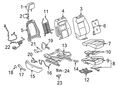 2021 GMC Sierra 3500 HD Passenger Seat Components Diagram 2 - Thumbnail