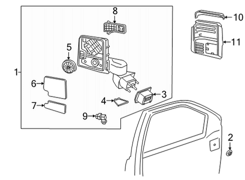 2023 Chevy Silverado 3500 HD Outside Mirrors Diagram 1 - Thumbnail