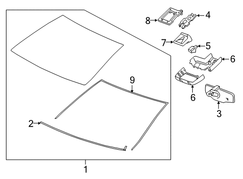 2014 Buick Regal Windshield Glass, Reveal Moldings Diagram