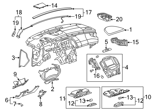 2015 Buick LaCrosse Panel, Instrument Cluster Trim*Jet Black *Black Diagram for 90905082