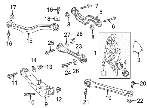 2023 GMC Acadia Rear Suspension, Lower Control Arm, Ride Control, Stabilizer Bar, Suspension Components Diagram