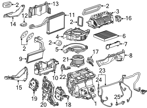 2015 Cadillac CTS A/C Evaporator & Heater Components Diagram 1 - Thumbnail