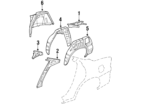 2002 Oldsmobile Intrigue Panel Kit,Rear Wheelhouse Outer (RH) Diagram for 12455179