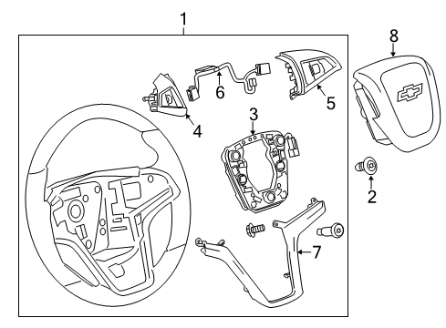 2014 Chevy Malibu Steering Wheel Assembly *Black Diagram for 23177781