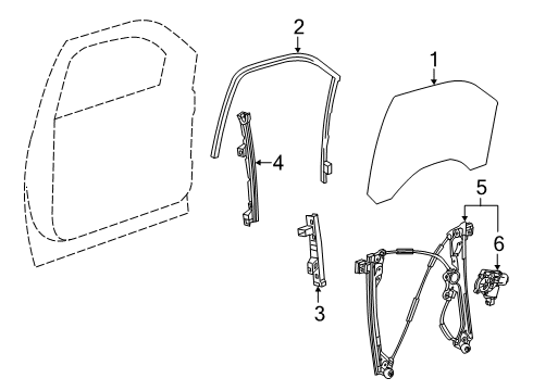 2023 Chevy Silverado 1500 Glass - Front Door Diagram 2 - Thumbnail