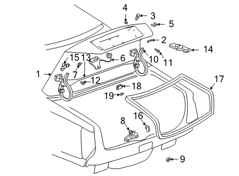 2000 Cadillac DeVille Panel Asm,Rear Compartment Lid Diagram for 89023653