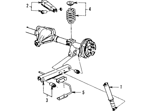 1984 Cadillac Fleetwood Rear Suspension Components, Lower Control Arm, Upper Control Arm, Stabilizer Bar Diagram