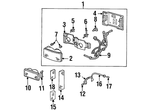 1993 Chevy K2500 Harness Assembly, Fwd Lamp Wiring (L19&V22) Diagram for 12072800