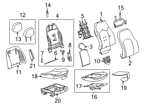 2012 Cadillac CTS Passenger Seat Components Diagram 6 - Thumbnail