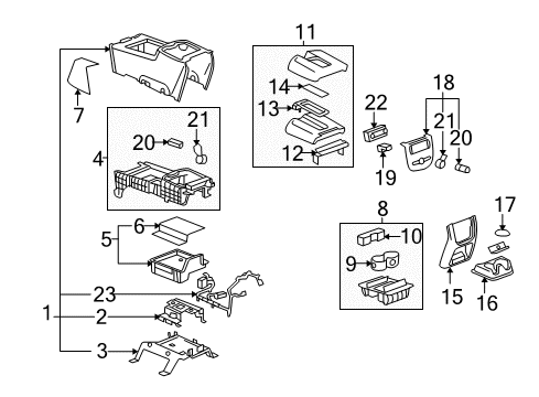 2013 GMC Yukon XL 1500 Center Console Diagram 2 - Thumbnail