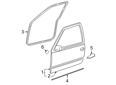 2006 GMC Sierra 2500 HD Front Side Door Window Regulator Assembly Diagram for 15871125