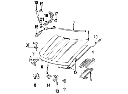 1990 Chevy Lumina Hood & Components, Body Diagram