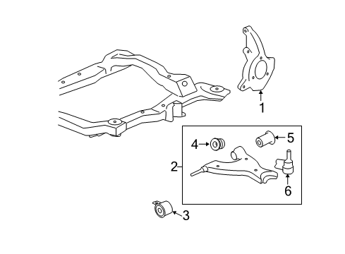 2009 Chevy Traverse Front Suspension, Control Arm, Stabilizer Bar Diagram 1 - Thumbnail