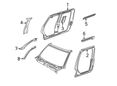 1985 GMC Safari Reinforcement, Front Side Door Opening Frame Lh Diagram for 15723647