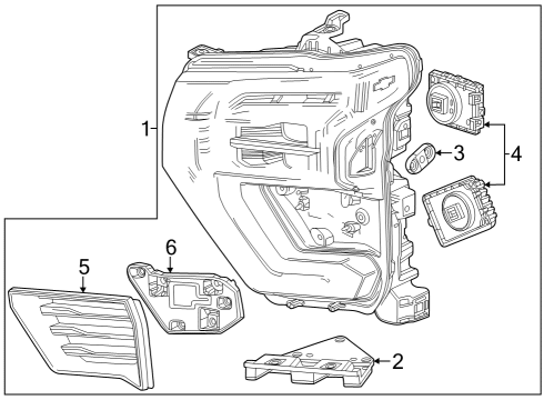 2024 Chevy Silverado 2500 HD Headlamp Components Diagram