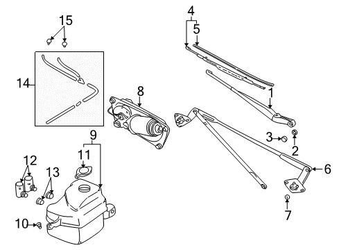 1999 Chevy Tracker Windshield - Wiper & Washer Components Diagram