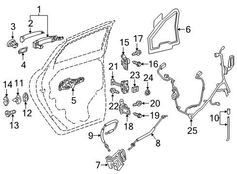 2022 Buick Enclave Cable Assembly, Rear Side Door Inside Handle Diagram for 84331922