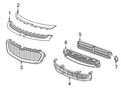 2014 Chevy Malibu Grille & Components Diagram