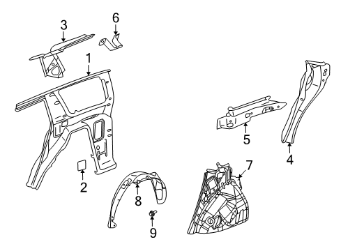 2007 Saturn Vue Inner Structure - Quarter Panel Diagram 2 - Thumbnail