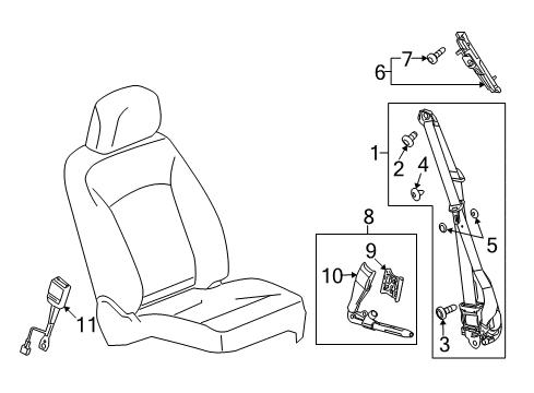 2014 Cadillac XTS Tensioner Kit,Passenger Seat Belt (Retractor Side) * *Platinum Diagram for 19260403