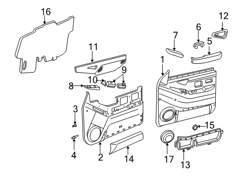 1998 Oldsmobile Bravada Armrest, Front Side Door *Graphite Diagram for 15726044