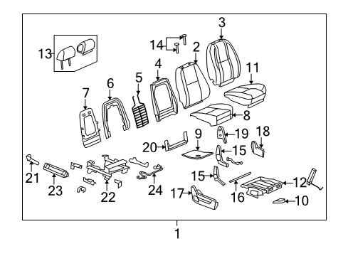 2011 GMC Yukon XL 1500 Front Seat Components Diagram 4 - Thumbnail