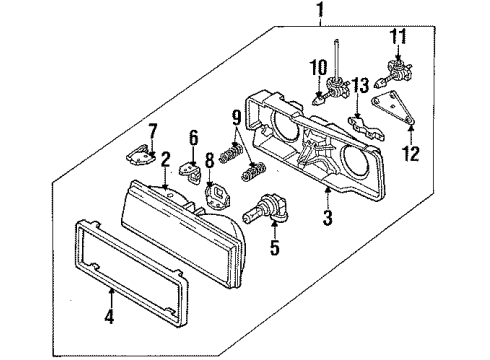 1987 Chevy Celebrity BRACKET, Capsule/Headlamp/Fog Lamp Mounting Diagram for 16509123