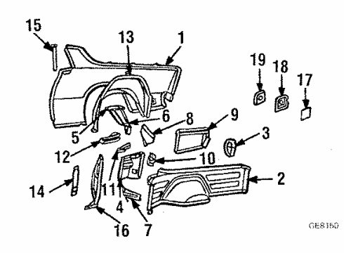 1985 Chevy El Camino PANEL W/H Diagram for 20038540