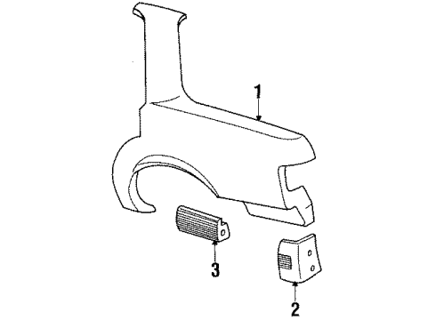 1990 Pontiac Grand Am Quarter Panel & Components, Glass, Exterior Trim Diagram