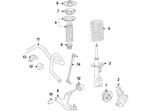 2009 Saturn Astra Mount,Front Suspension Strut Diagram for 13186959