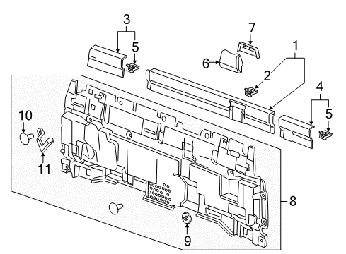 2019 Chevy Silverado 1500 Molding Assembly, Rear Window Side Garnish *Cocoa Diagram for 23455506