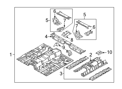 2009 Pontiac G3 Pillars, Rocker & Floor - Floor & Rails Diagram