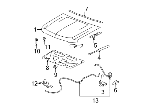 2007 Chevy Tahoe Hood & Components, Body Diagram