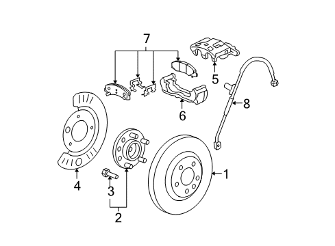 2008 Cadillac DTS Pad Kit, Front Disc Brake Diagram for 20932123