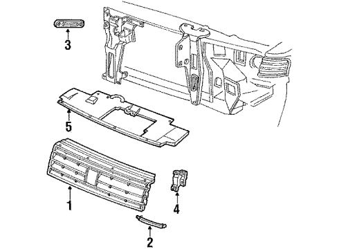 1987 Oldsmobile Toronado Radiator Grille Emblem Diagram for 1644997