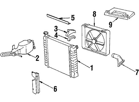 1986 Chevy Cavalier Radiator & Components, Cooling Fan Diagram