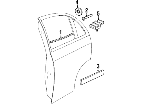 1997 Cadillac Catera Molding,Rear Side Door Diagram for 9119194