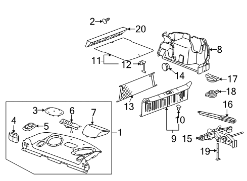 2008 Pontiac G6 Trim Assembly, Rear Compartment Floor Panel *Block Diamond Diagram for 25809560