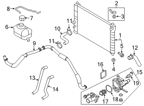 2009 Chevy Aveo Radiator & Components Diagram