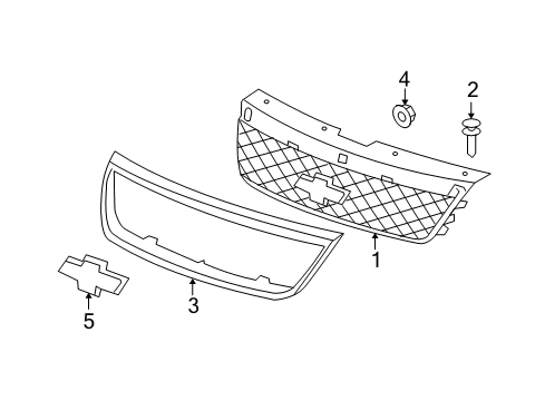 2007 Chevy Malibu Molding, Radiator Grille Upper *Bright*Bright Chrom Diagram for 15853854