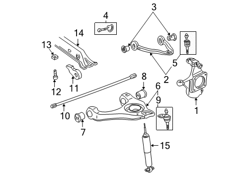 2001 GMC Yukon XL 2500 Front Suspension, Control Arm Diagram 1 - Thumbnail