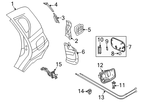 2010 Chevy Aveo5 Hinge,Fuel Tank Filler Door Diagram for 96910787