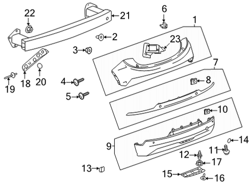 2022 Chevy Bolt EV Molding Assembly, Rear Bpr Fascia Ctr Upr *Black Diagram for 42750744