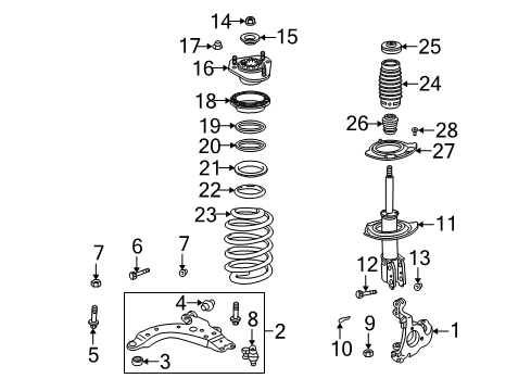 2001 Pontiac Aztek Shield,Front Suspension Strut Diagram for 22189840