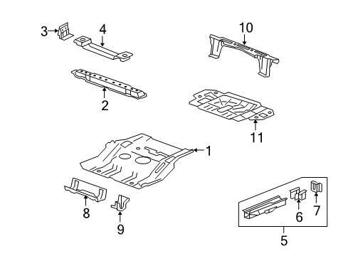 2009 Saturn Vue Rear Body - Floor & Rails Diagram