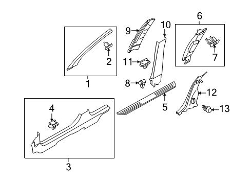 2008 Saturn Astra Interior Trim - Pillars, Rocker & Floor Diagram