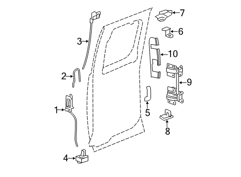 2012 GMC Sierra 2500 HD Striker Assembly, Rear Side Door Upper Latch Diagram for 20832750