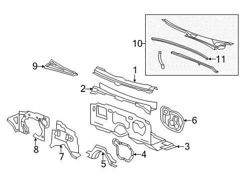 2013 Cadillac CTS Cowl Diagram 1 - Thumbnail