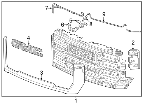 2024 GMC Sierra 3500 HD Grille & Components Diagram